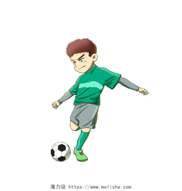踢足球元素卡通人物运动PNG素材